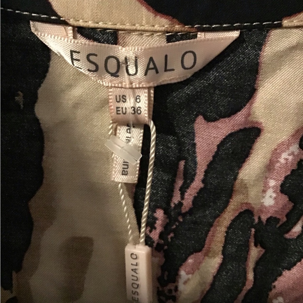 NWT! ESQUALO Animal Print Blouse in Black and Brown - Picture 4 of 7